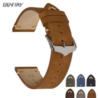 beafiry crazy horse calfskin leather watch band strap 18mm 20mm 22mm brown blue green grey black belt wtchband for men women