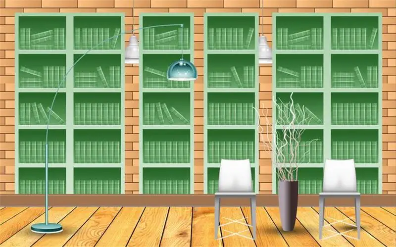 3D обои для комнаты на заказ нетканый стикер Книжная Полка Шкаф живопись Диван ТВ