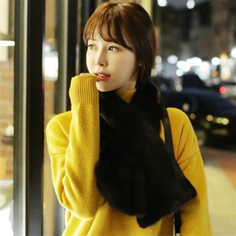 Зима Искусственного Меха Воротник Шарф Женский Подражали Мех Кролика Люксовый