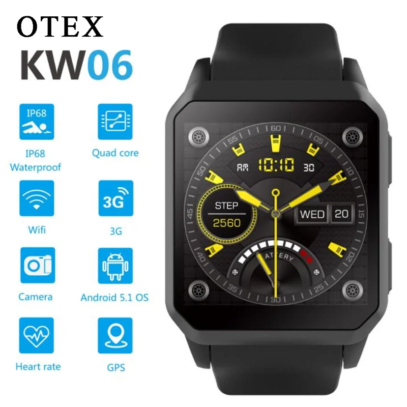 Смарт часы KW06 Android IP68 Водонепроницаемые вставные IMS карты gps Спортивные Bluetooth