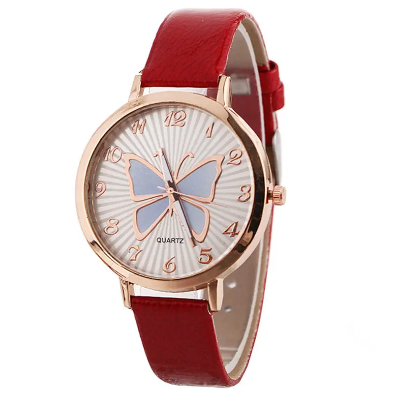 

Women Fashion Watches Luxury Butterfly Temperature watch Leather Strap Belt Quartz Ladies Wristwatch For Women reloj mujer #D