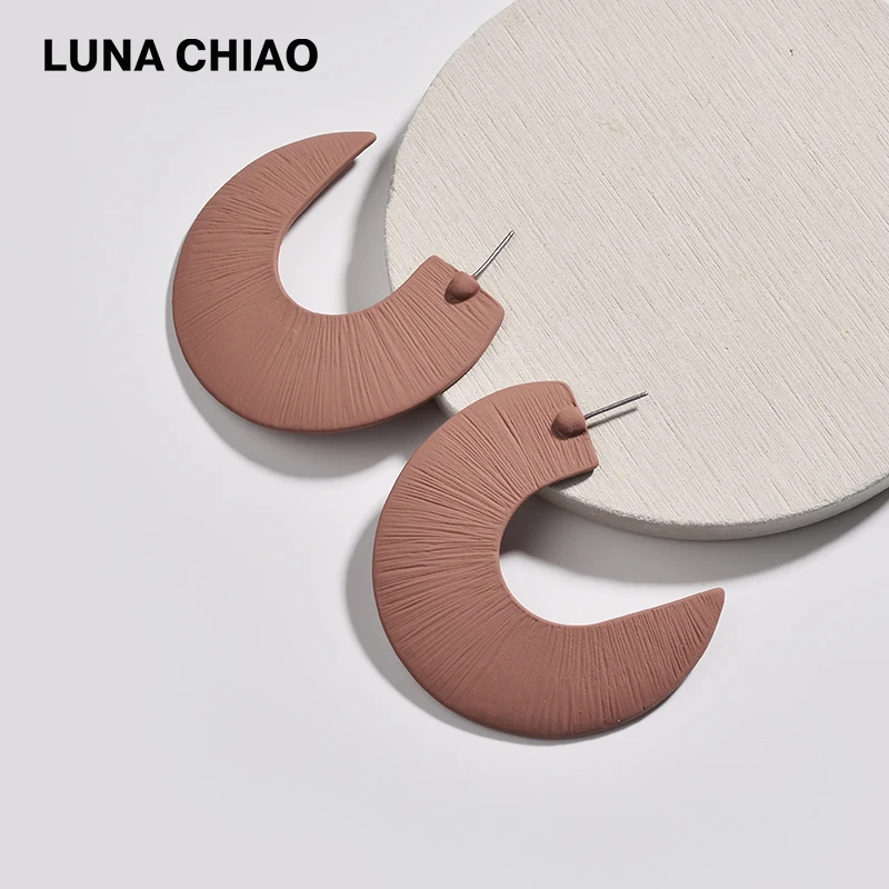Серьги-гвоздики LUNA CHIAO металлические матовые с покрытием ed лиловые оливковые