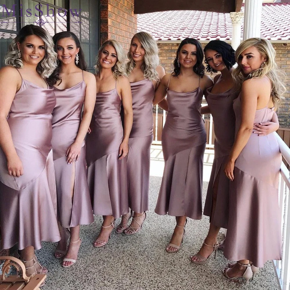 

[Custom-made] Bridesmaid Dresses 2019 O-Neck Spaghetti Straps Backless Wedding Guest Maid Of Honor Long Dress Party For Women