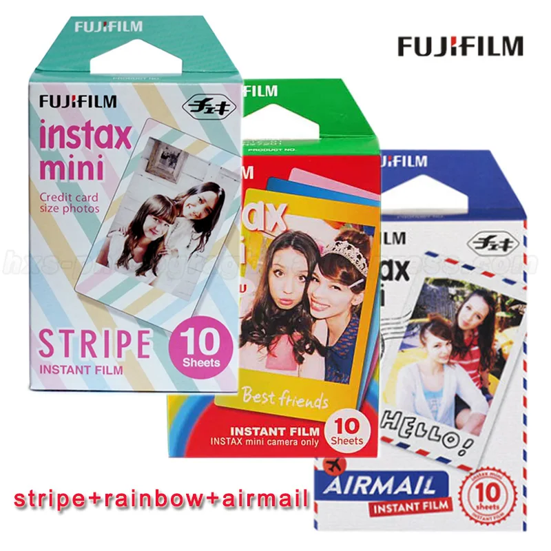 Полоса + Радуга Авиапочта 30 листов Fujifilm Instax Mini пленка для Fuji 9 8 7s 90 70 25 мгновенных