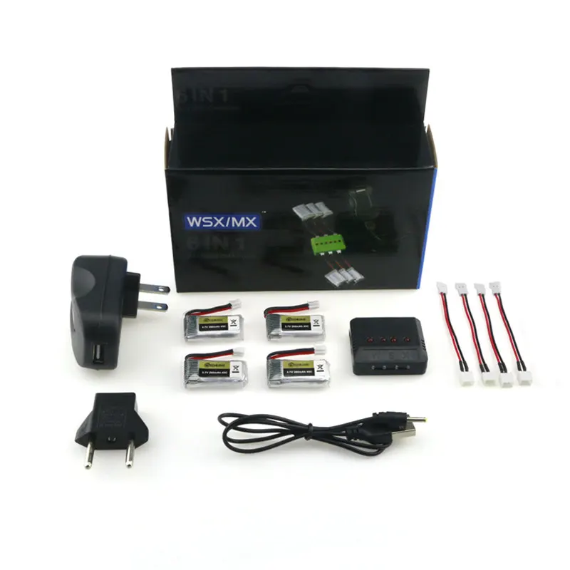 

4pcs/5pcs/6pcs E010 E010C E011 E013 Mini RC Quadcopter 3.7V 260MAH 45C Rechargeable Libo Battery Charger Set Combo