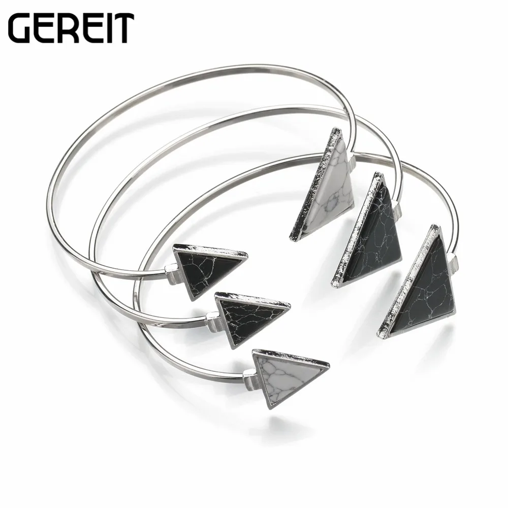 GEREIT простой серебристый цвет браслет для женщин двойной натуральный камень