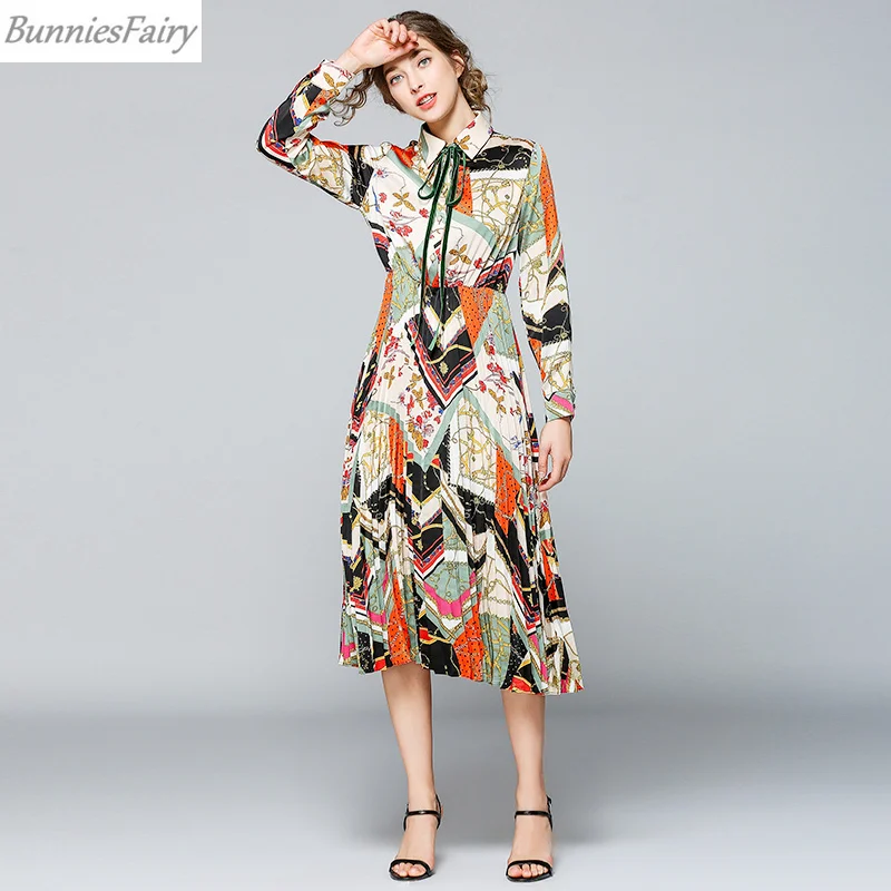 BunniesFairy 2019 дизайнерское Элегантное летнее женское платье с длинным рукавом в
