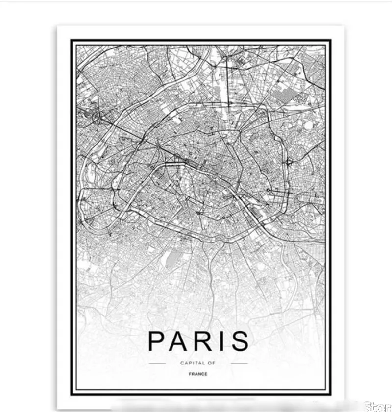 3 Panel unframed Nordic Poster Wall Art Canvas Painting Print World City Map Paris London New York Picture For living room Decor | Дом и сад