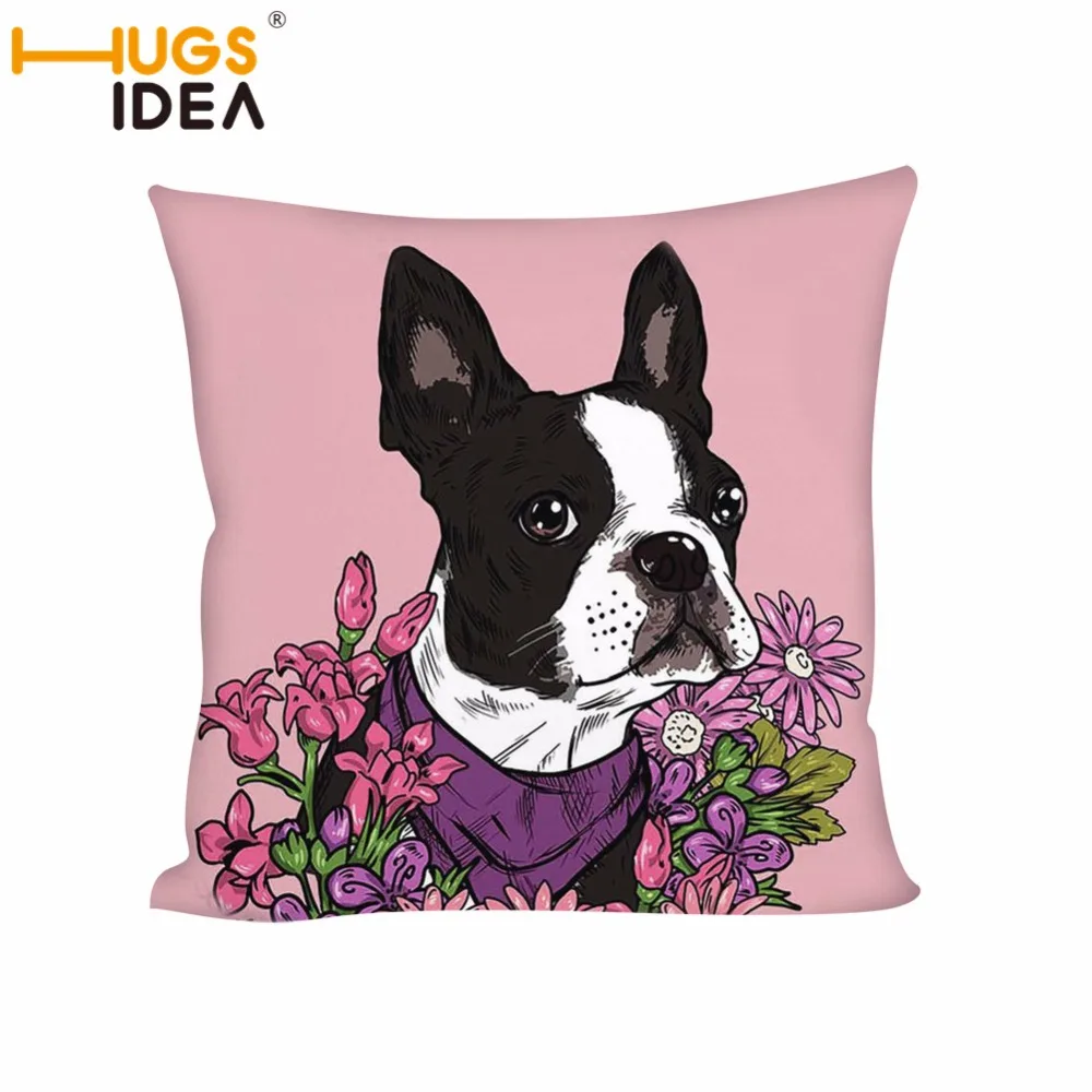 HUGSIDEA Boston Terrier наволочка для подушки с цветочным принтом собаки животного на талию