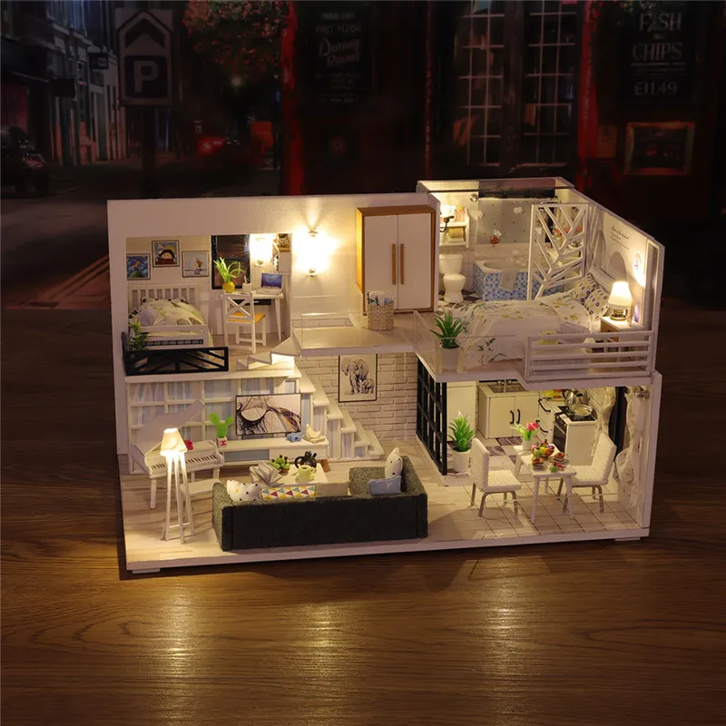 Креативный подарок 3D Деревянный DIY миниатюрный дом светодиодный дом DIY мини кукольный домик игрушки ручной работы кукольный дом подарок на день рождения