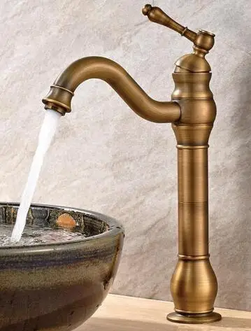 High Antique Смесители для раковины, латунные, масляные, бронзовые, европейские, для ванной комнаты, кран для раковины, 1 рычаг, отверстие, столешница, для горячей и холодной воды, Mxier, краны B513 - Цвет: High Antique