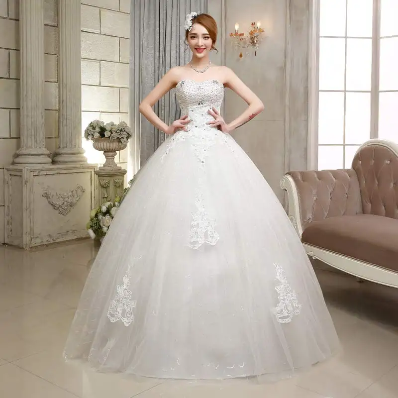 2017 new stock plus size women pregnant bridal gown wedding dress ball gown sexy sweetheart lace white bling diamond long 605