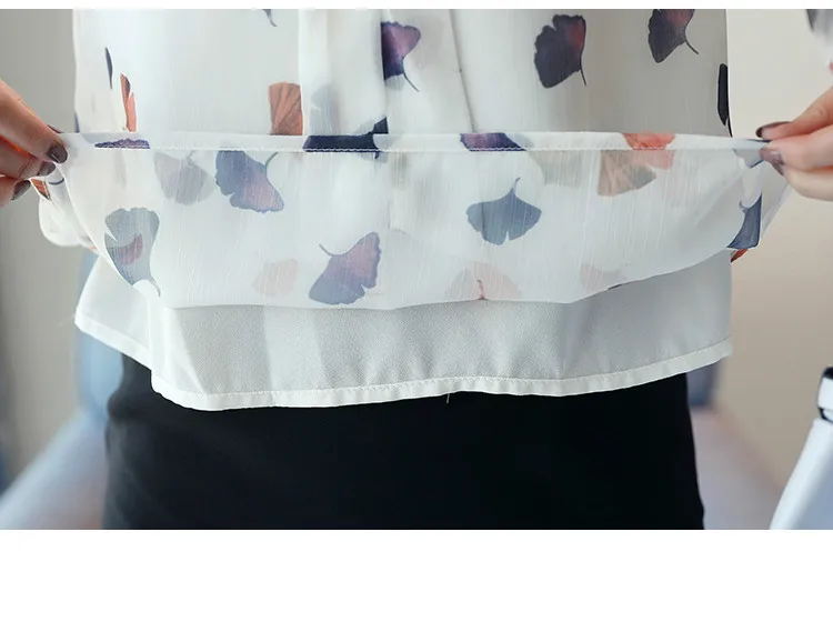 

Fashion 2018 long sleeves chiffon women shirt autumn printed shirt elegant women tops and blouse bow tie clothes female 0997 40