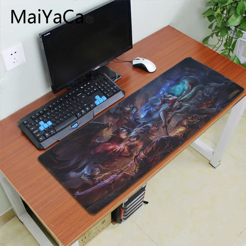 Lock Edge 30X90cm Maiyaca Лига Легенд Ahri Morgana мышь прочный Настольный коврик для мыши большой размер Аниме Коврик для мыши Прочный Стол Противоскользящий коврик для мыши - Цвет: Lock Edge 30X90cm