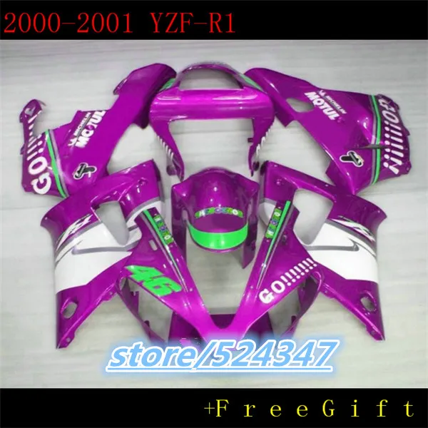Nn-YZF-R1 фиолетовый YZF-1000 00-01 YZF R1 1000 YZFR1 YZF1000 00 01 2000 2001 белый обтекатель комплект для