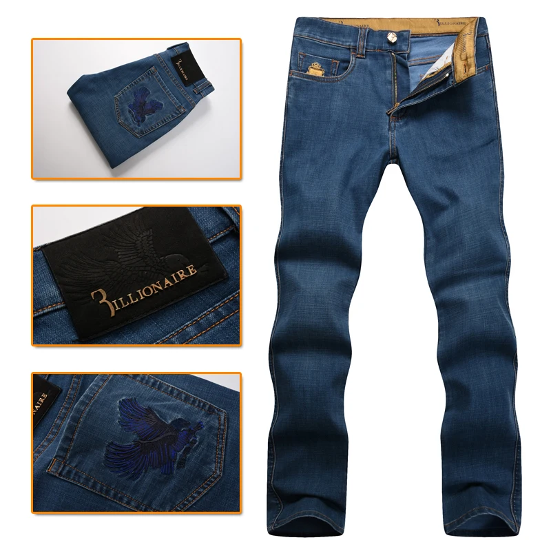 Billionaire Italian Couture jean men's 2016 new style autumn and winter fashion comfort embroidered trouser free shipping | Мужская