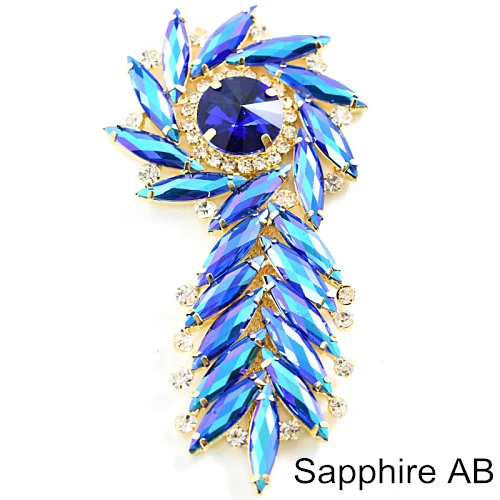 Sapphire AB 4 формы, 1 шт., цветные стразы с кристаллами AB, аппликация, пришитые стразы, Золотое дно для украшения шляпы, свадебное платье B1213 - Цвет: Sapphire AB