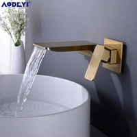 aodeyi concealed brass waterfall bathroom sink mixer taps 12 cd brushed gold single handle basin mixing faucet 12 078g