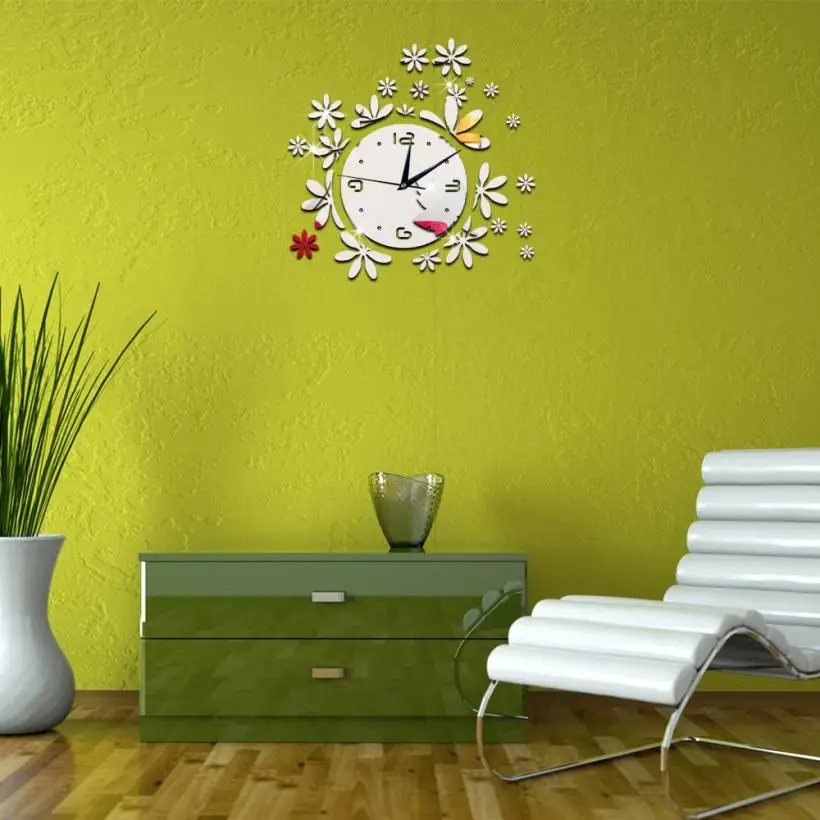 Зеркальные настенные современные DIY часы 3D зеркальная поверхность наклейка