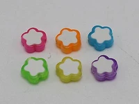 100 mixed candy color cute acrylic flower beads 10x10mm white flower center