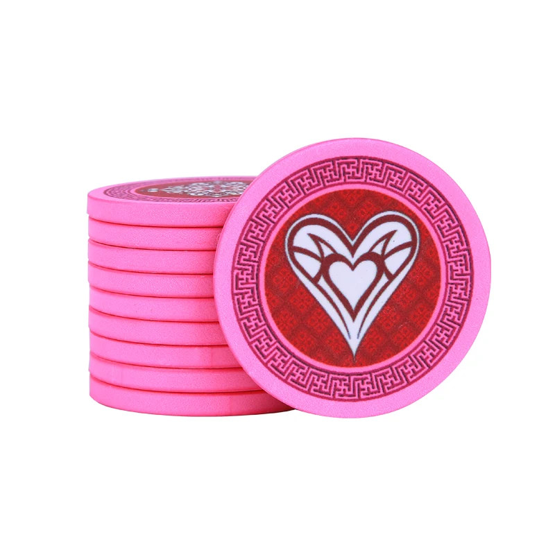 100PCS Poker Flower Ceramic Chips Set 39*3mm 10g Double-side | Спорт и развлечения