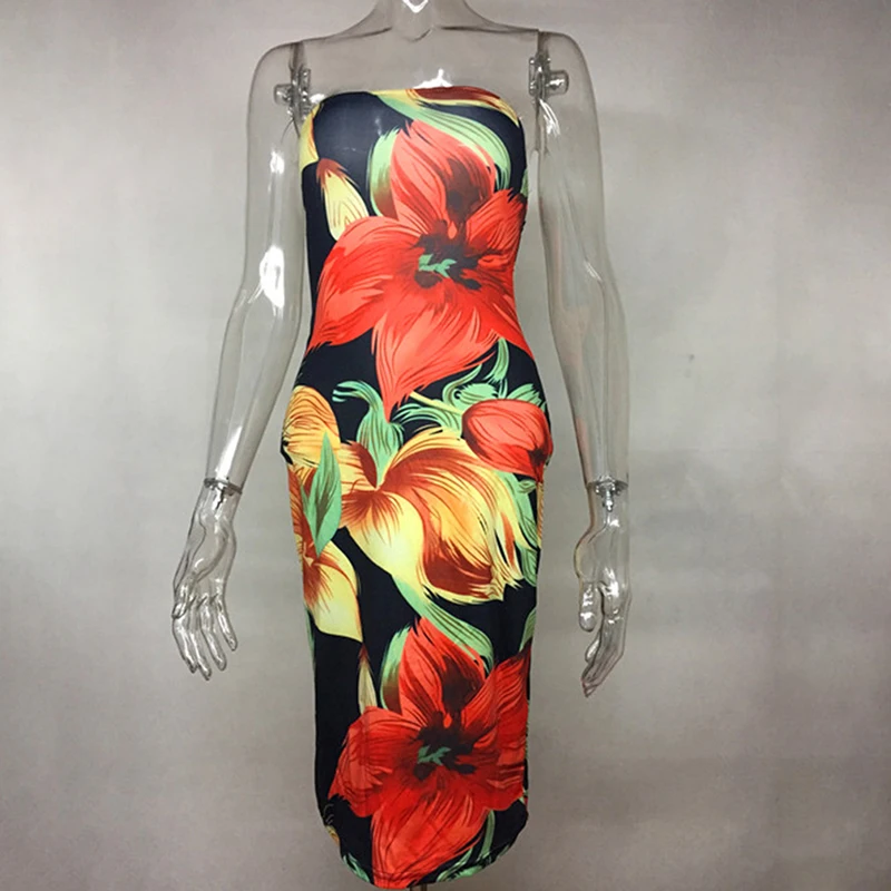 Новинка 2017 года пикантные без бретелек Оболочка Bodycon платье по колено тонкое