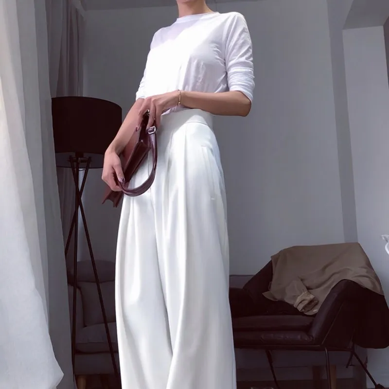 Женские широкие брюки GETSPRING черные белые с высокой талией винтажные 2019|Брюки| |