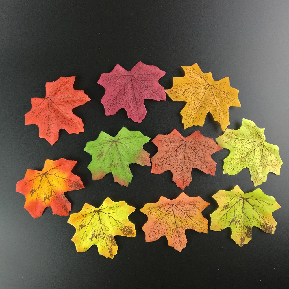 

50PCs Fall Silk Artifical Maple Leaves Fake Fall Leaf Art Home Bedroom Wall Book Decor Wedding Party Decoration Craft Flowers