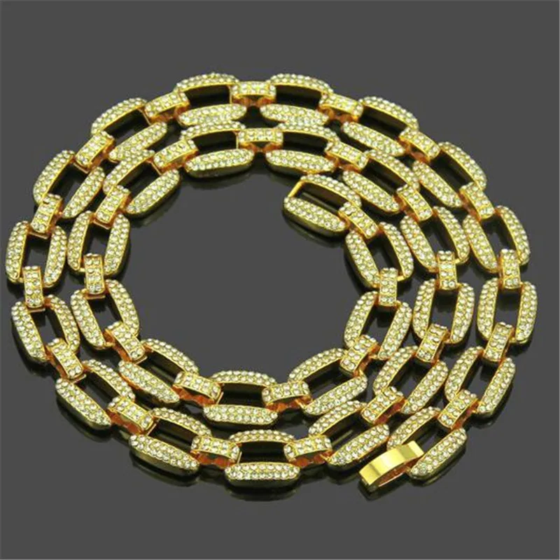 

Hip hop Bling Paved Rhinestone Iced Out Mens Necklace Chain Necklaces For Women Men Jewelry Link Chain Dropshipping