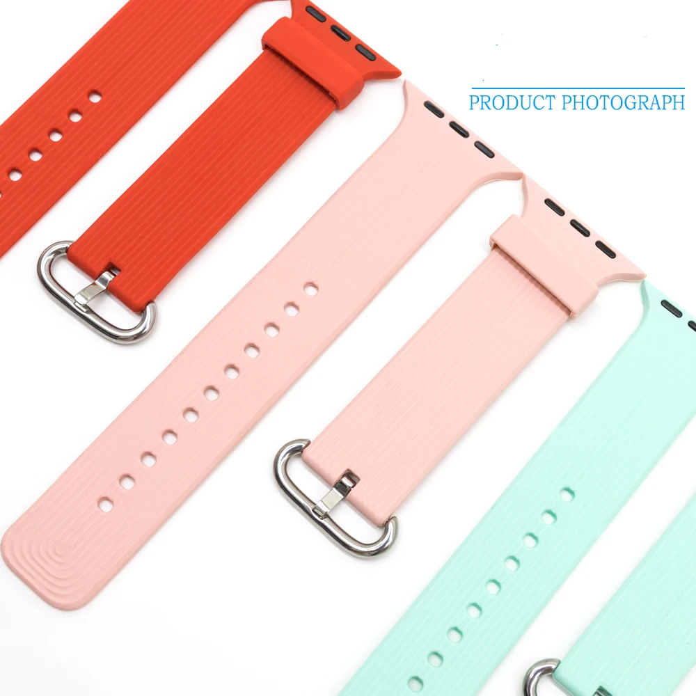 VIZCANNOE Новый кремния классический пряжки спортивные полосы для Apple Watch Series замена