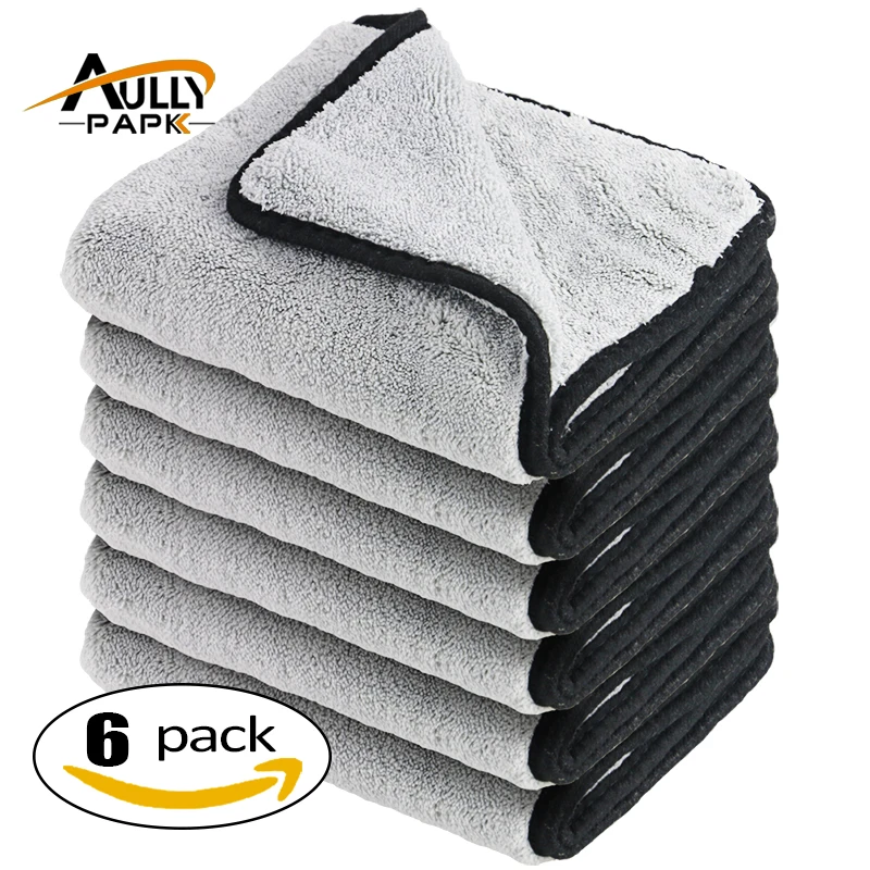 40cmx40cm Super Thick Plush Microfiber 800GSM Car Cleaning Cloths Car Care Microfibre Wax Polishing Detailing Towels Gray/Black