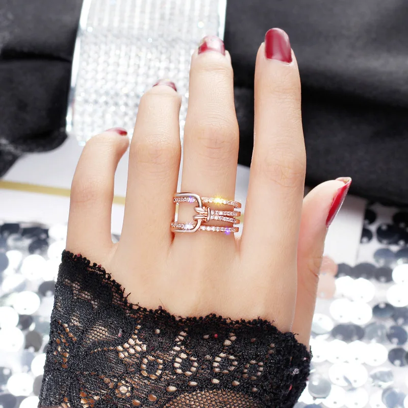 

Best Selling New Simple Knotted Ring Female Micro-inlaid Zircon Opening Ring Fashion Female