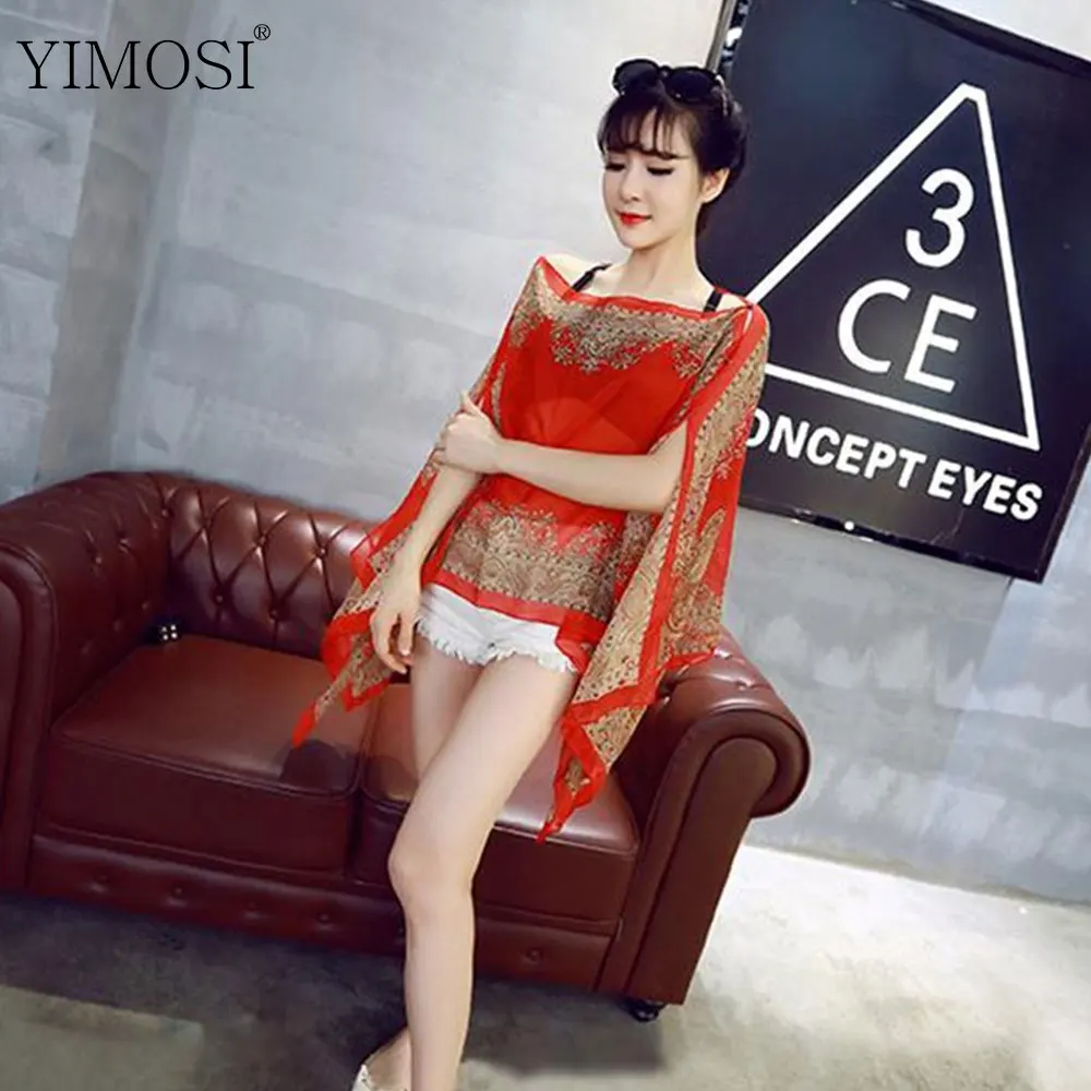 YIMOSI женские летние блузки Blusas 2017 новые винтажные шифоновые кимоно рубашки плюс