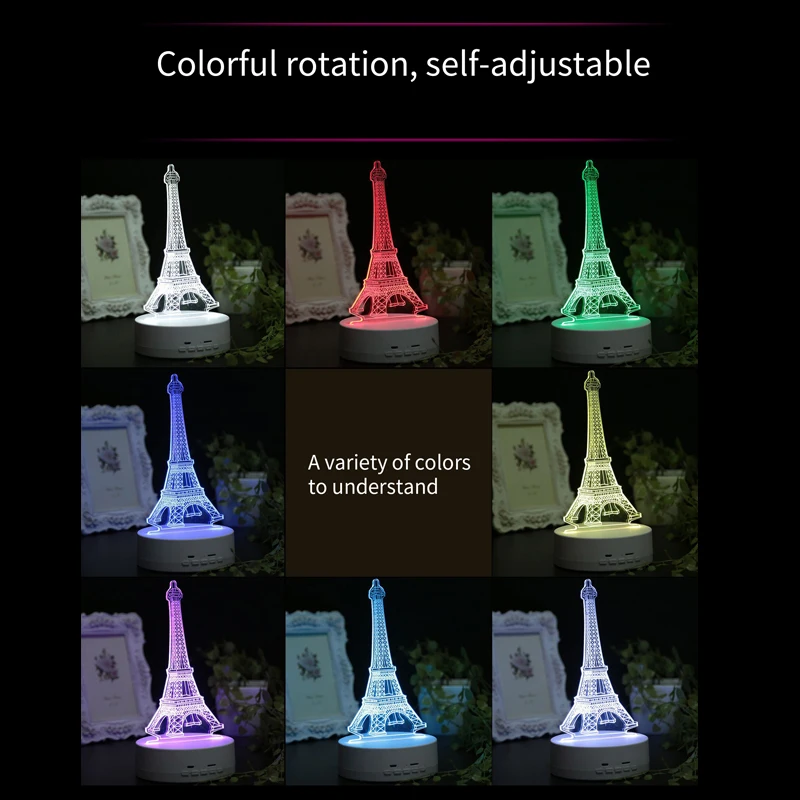 

ABDO 900 3D new idea table lamp Eiffel tower bluetooth speaker LED wireless speaker