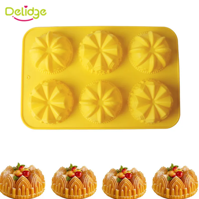 Delidge 1 предмет прессформа торта силикона 3D 6 отверстий Корона Fondant (сахарная) торт