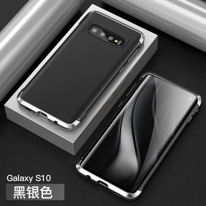 Алюминиевый металлический чехол для samsung Galaxy S10 Plus S 10 чехол с пряжкой гибридная жесткая задняя панель из поликарбоната Coque для Galaxy S10 Plus Fundas - Цвет: Silver Black