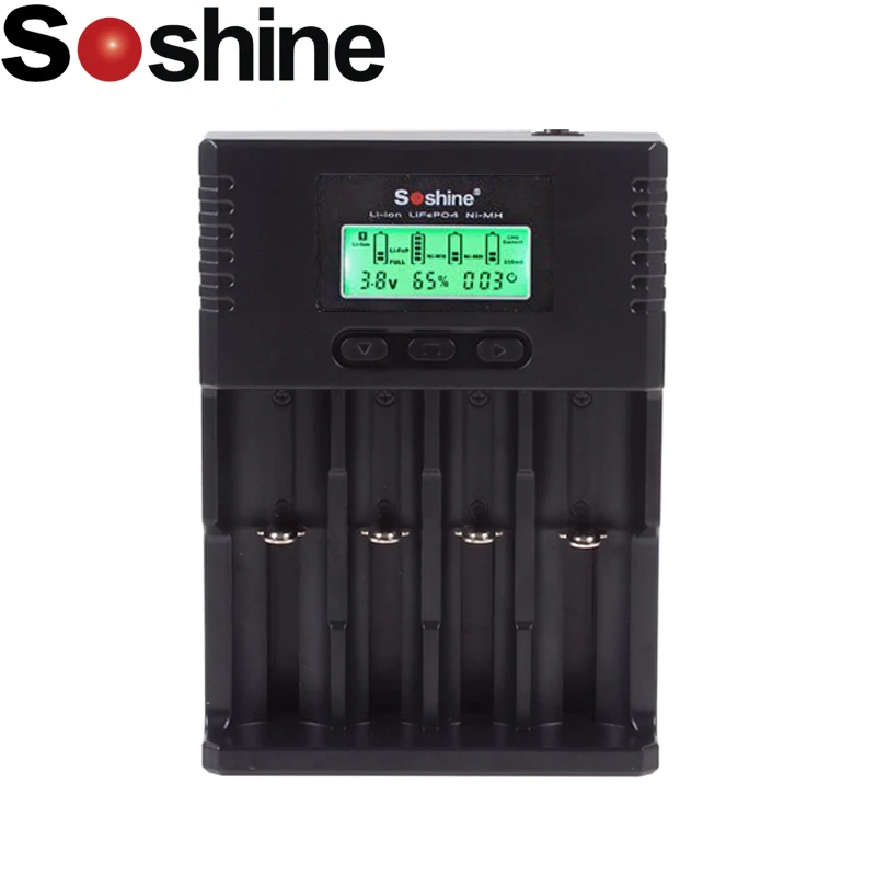 100% Soshine H4 LCD универсальное регулируемое зарядное устройство для 26650 18650 16340 Li Ion