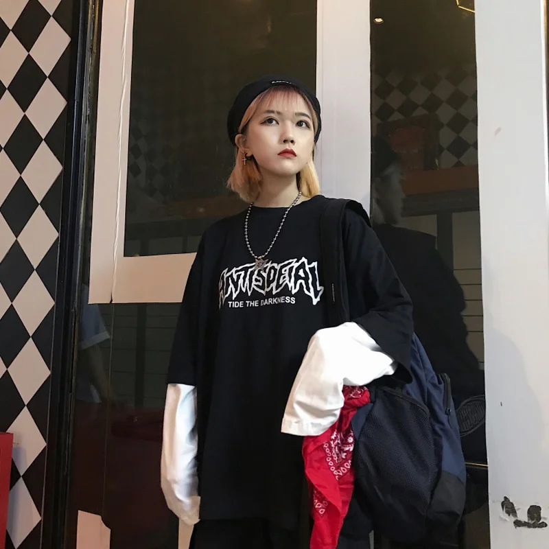 Весна и осень японский harajuku Повседневный корейский ulzzang модный поддельный