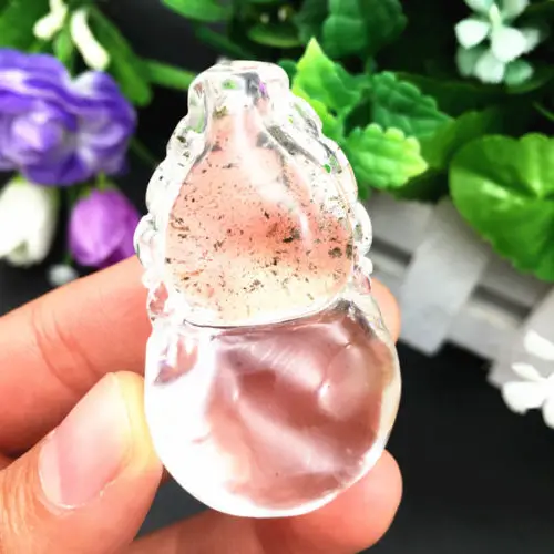 Natural quartz crystal green ghost carved gourd | Дом и сад