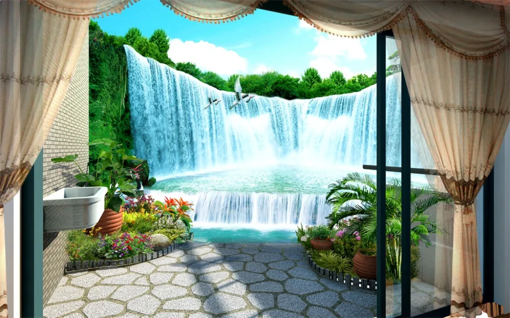 

windows curtains customize Waterfall water curtains for living room blackout curtains bedroom Home decoration window