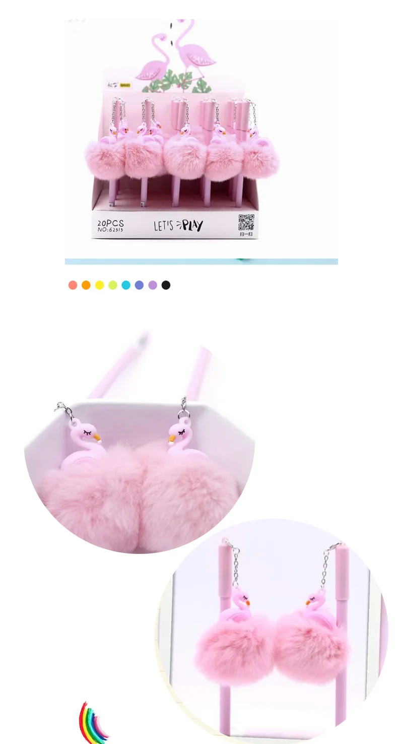 20 шт./компл. гелевые ручки мультфильм волос кулон Фламинго Kawaii подарок гель-краска ручки для написания милые канцелярские офис школы поставки