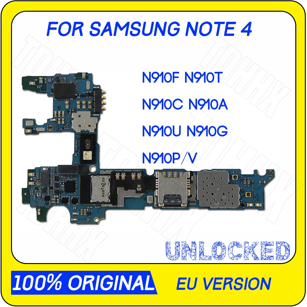 100% оригинальная разблокированная материнская плата для Samsung Galaxy note 4 N910U N910G N910F N910T