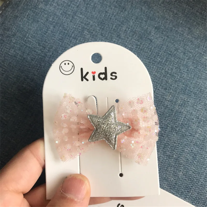 10 шт./лот Детские аксессуары для волос банты с блестками пентаграмма звезда