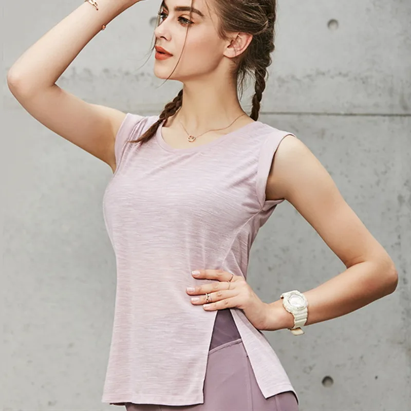 Профессиональный Спортивный Топ Slim fit фитнес женский топ для йоги летний спортивный жилет для тренировок без рукавов дышащая майка рубашка для бега - Цвет: Розовый