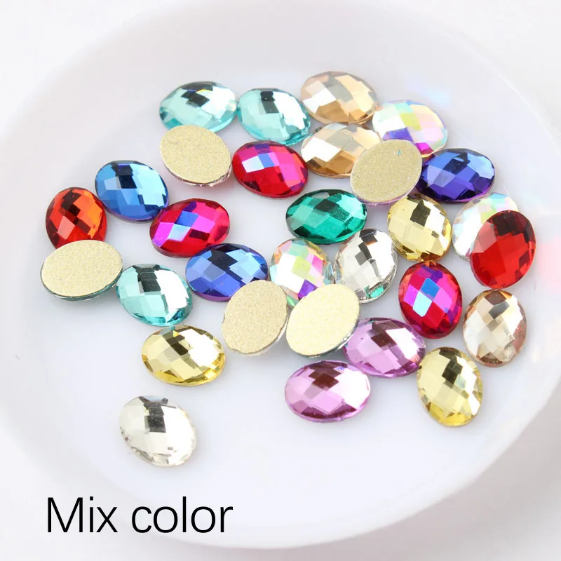 Mix color Новая 6X8 мм овальные сетчатые Стразы для ногтевого дизайна с плоской задней стороной 30/100 шт для украшения ногтей своими руками - Цвет: Mix color
