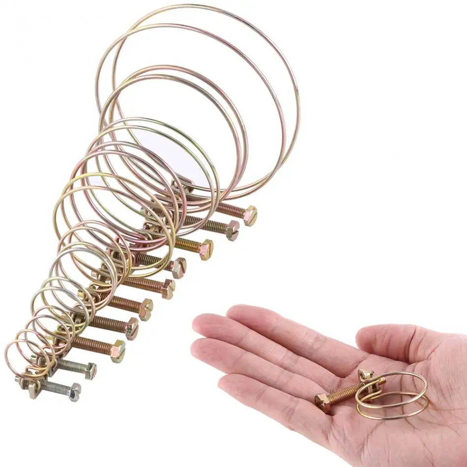 10 шт./компл. Регулируемый хомут для шлангов зажим с двойным проводом