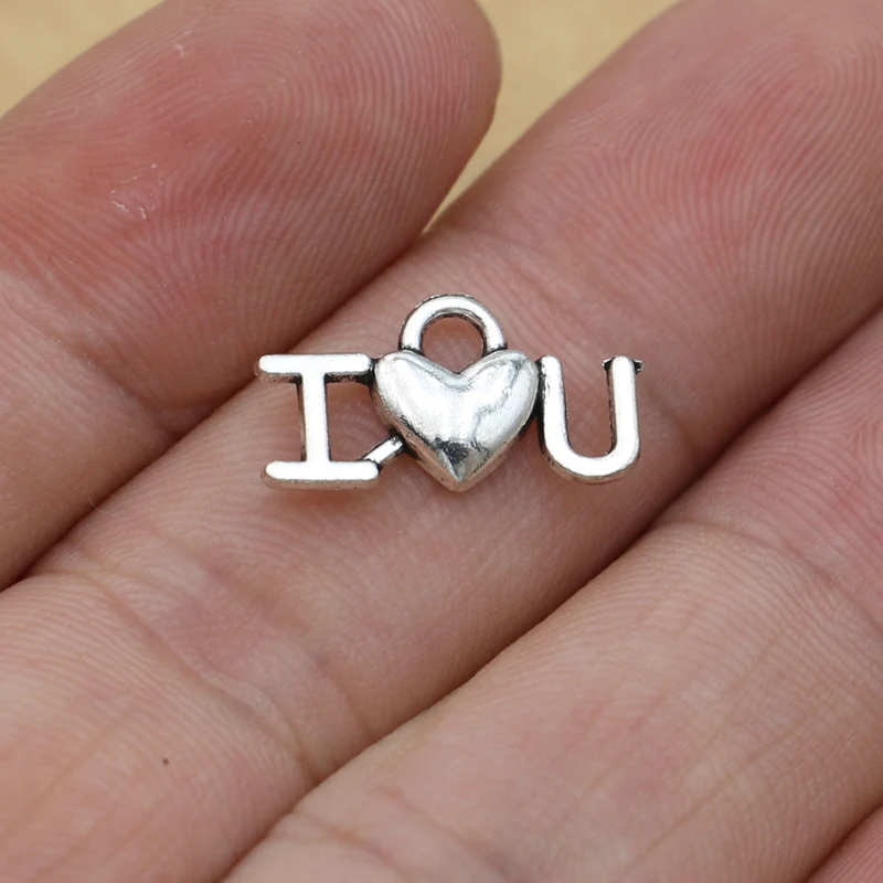 JAKONGO античное посеребренное подвески для браслета с надписью I Love You аксессуары