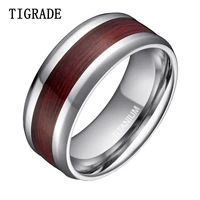tigarde 8mm wooden titanium ring men women wood inlay fashion jewelry male wedding rings engagement band