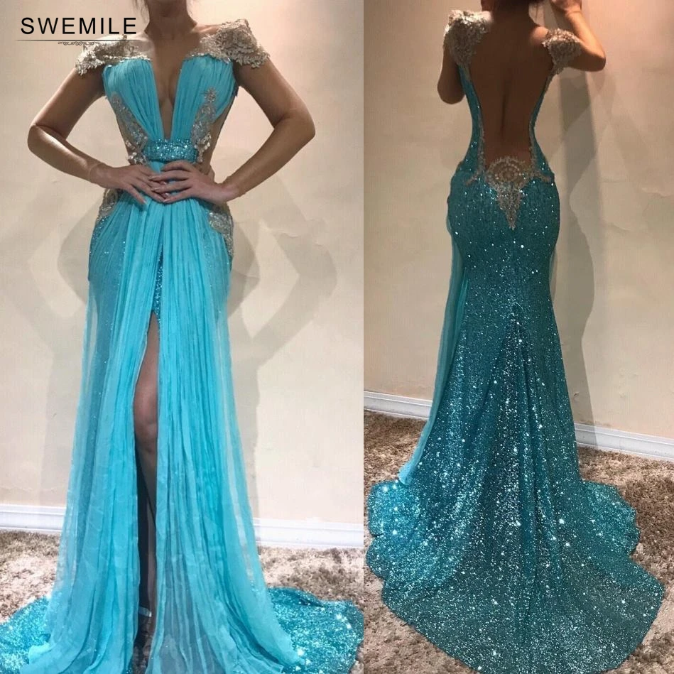 SWEMILE пикантные Блестки Кружева Русалка вечернее платье 2019 очаровательное с