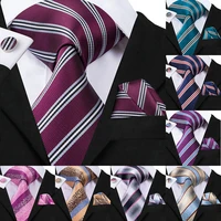 hi tie 8 5cm mens striped ties for men quality 100 silk ties handkerchiefs cufflinks business men tie set fashion red necktie